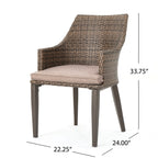 Ensemble de salle à manger d'extérieur rond en osier Ryan 5 pièces avec coussins par Christopher Knight Home