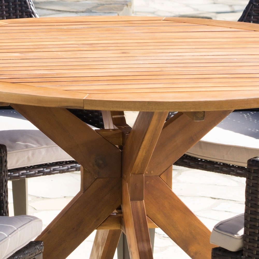 Ensemble de salle à manger d'extérieur rond en osier Ryan 5 pièces avec coussins par Christopher Knight Home