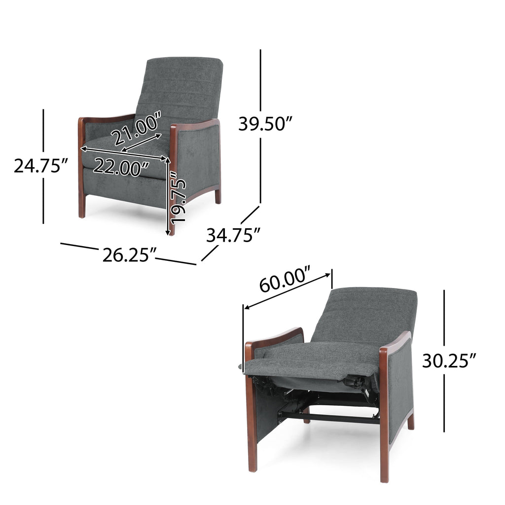 Fauteuil inclinable Ryka, bouleau, coutures grises