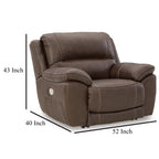 Fauteuil inclinable Rylee, appui-tête électrique, cuir marron chocolat moelleux