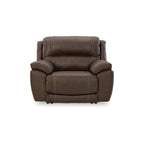Fauteuil inclinable Rylee, appui-tête électrique, cuir marron chocolat moelleux
