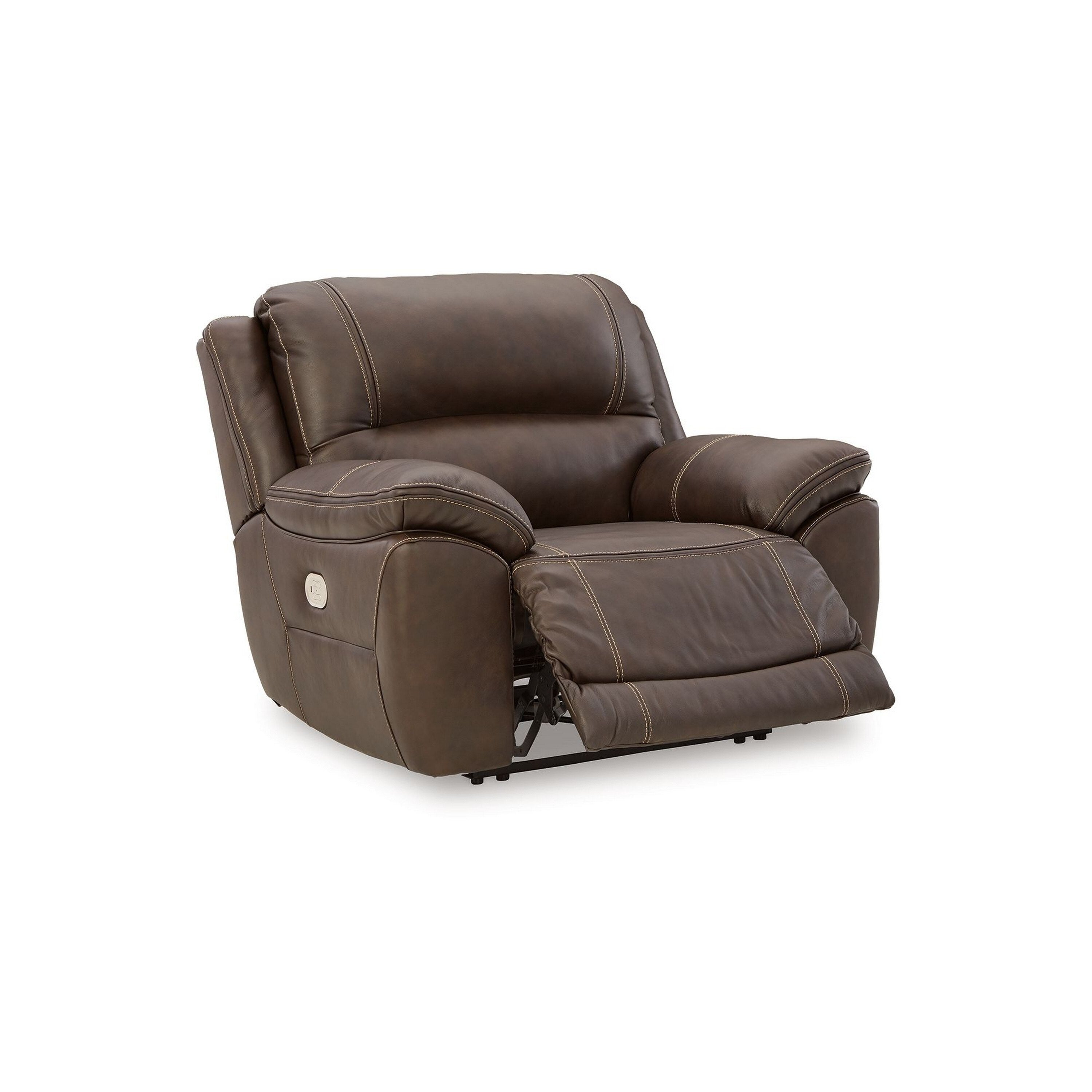 Fauteuil inclinable Rylee, appui-tête électrique, cuir marron chocolat moelleux