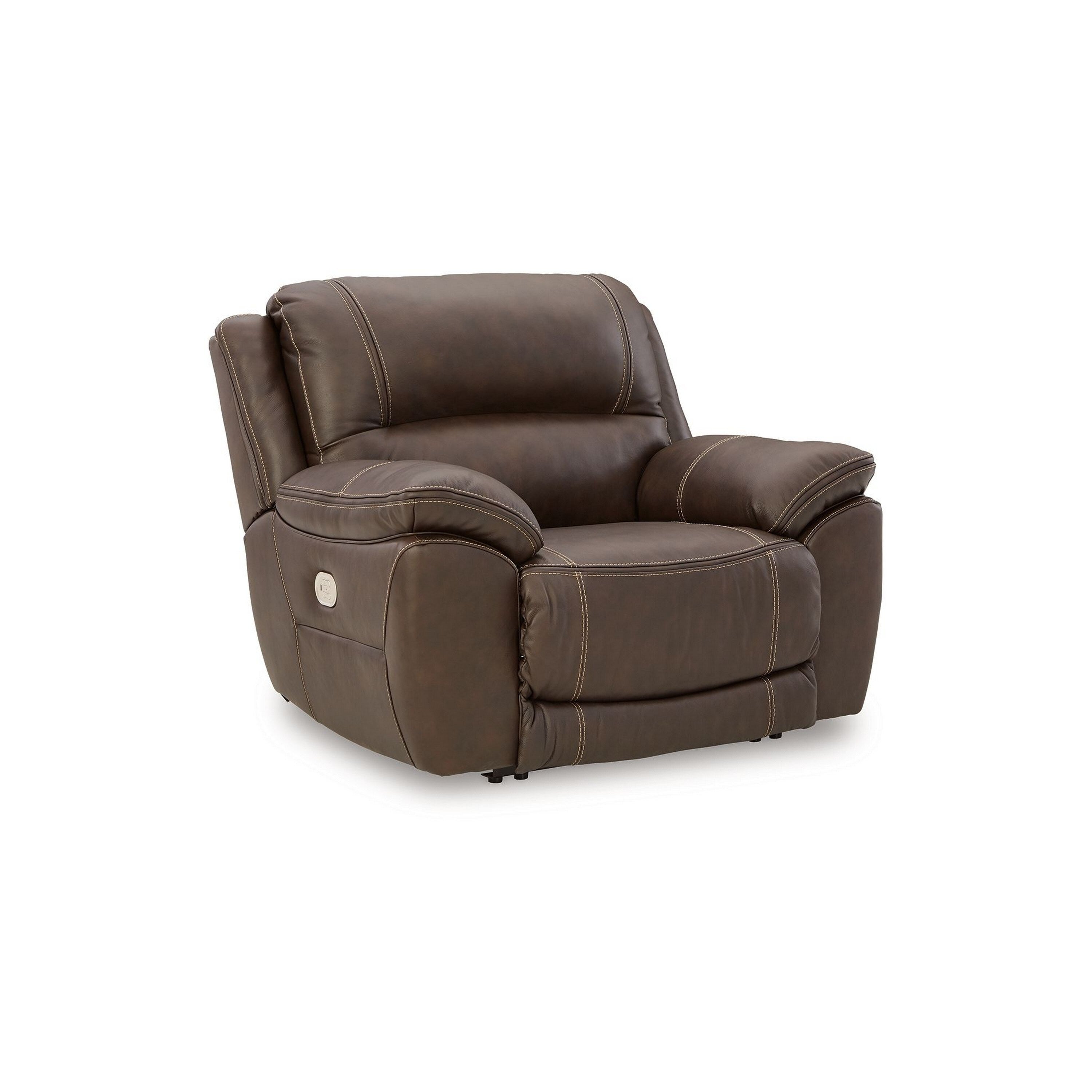 Fauteuil inclinable Rylee, appui-tête électrique, cuir marron chocolat moelleux