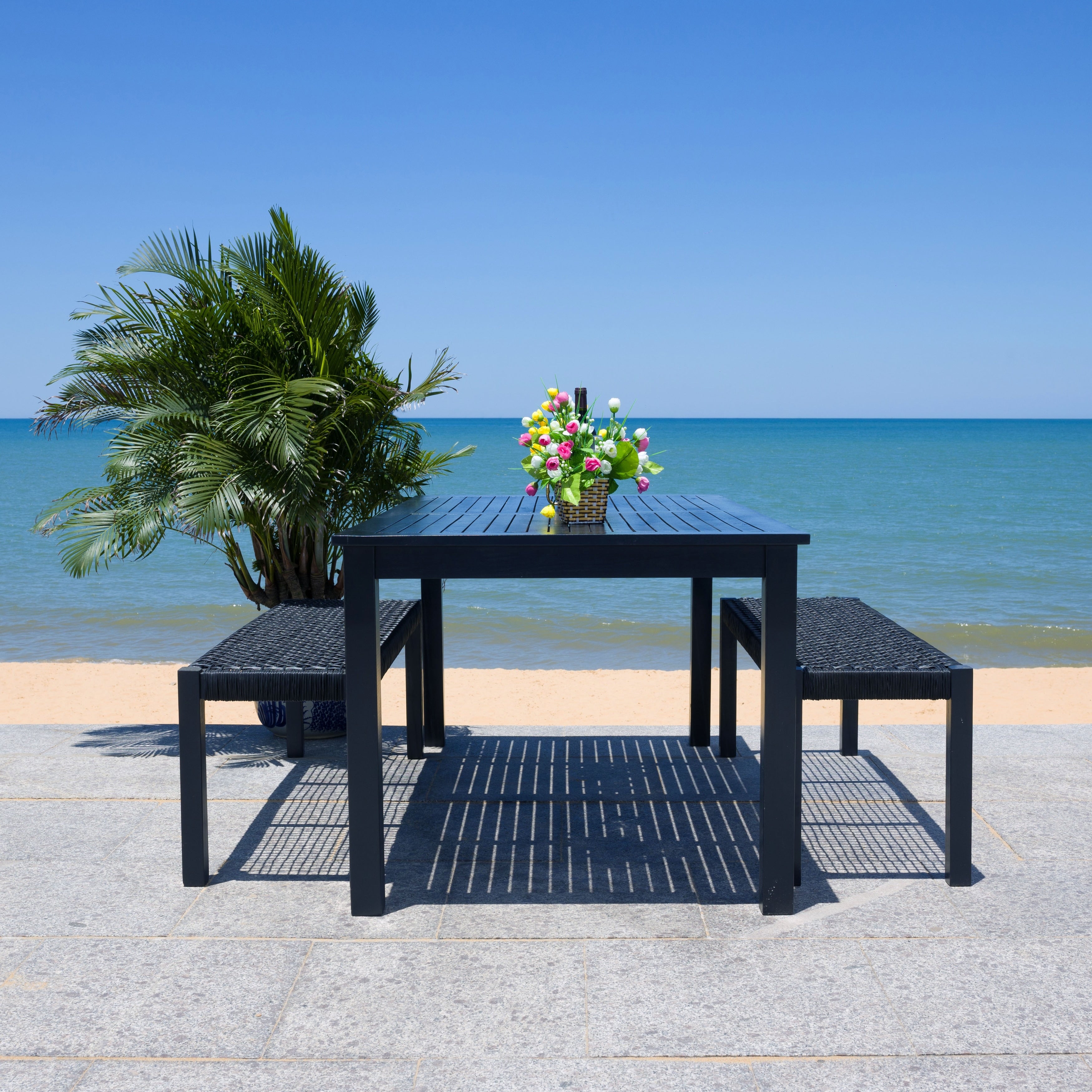 Ensemble table et 2 bancs SAFAVIEH Akmaral - 35 x 50 x 29 cm