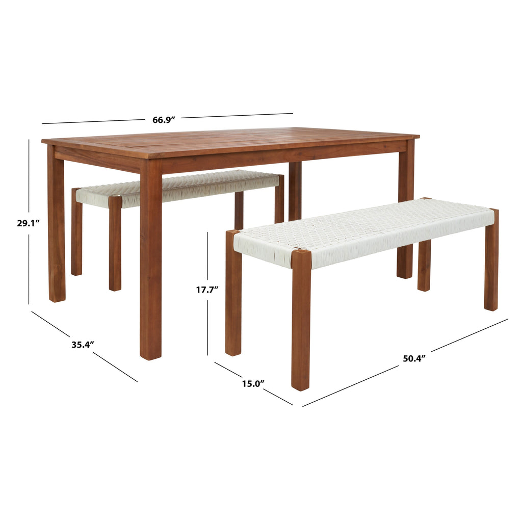 Ensemble table et 2 bancs SAFAVIEH Akmaral - 35 x 50 x 29 cm