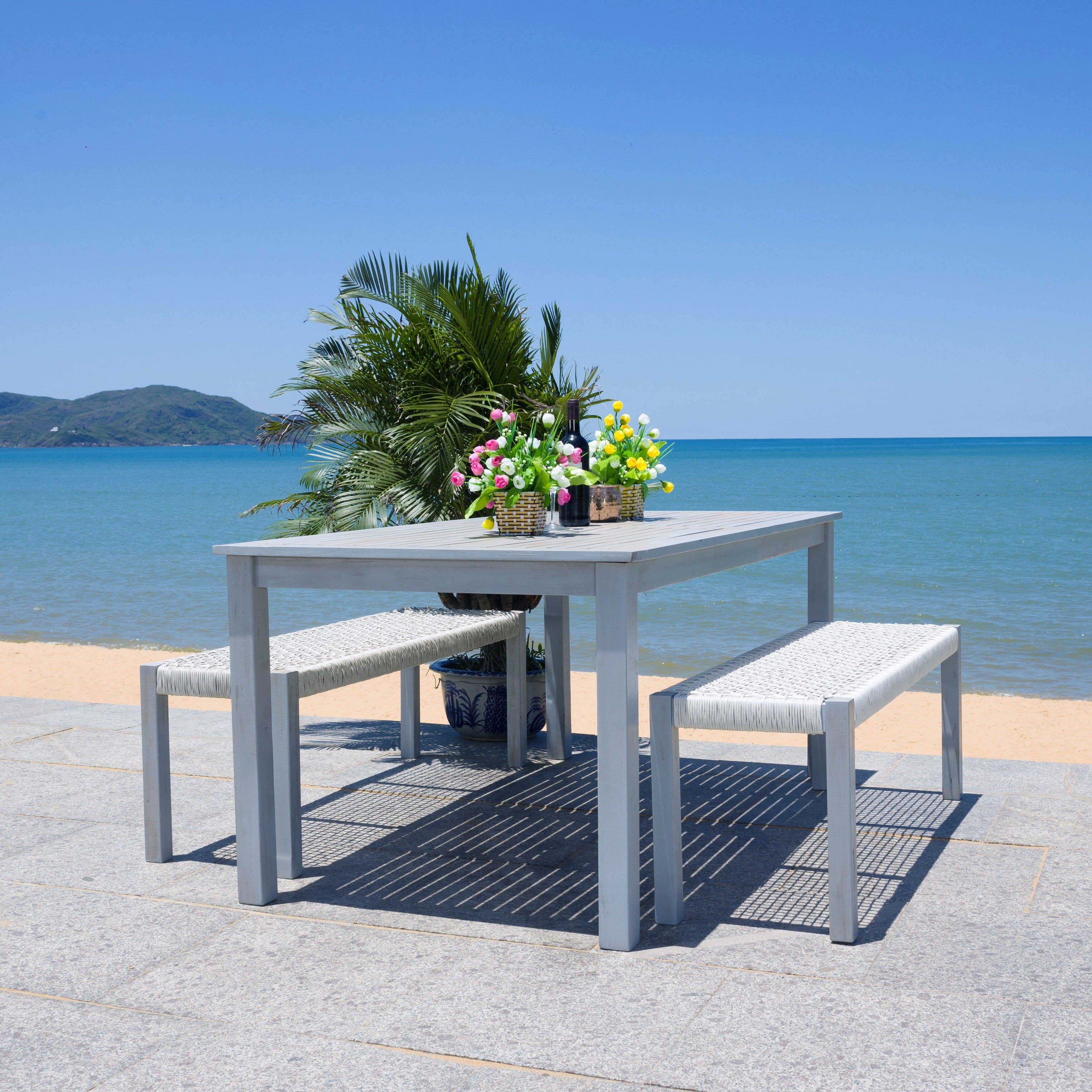 Ensemble table et 2 bancs SAFAVIEH Akmaral - 35 x 50 x 29 cm