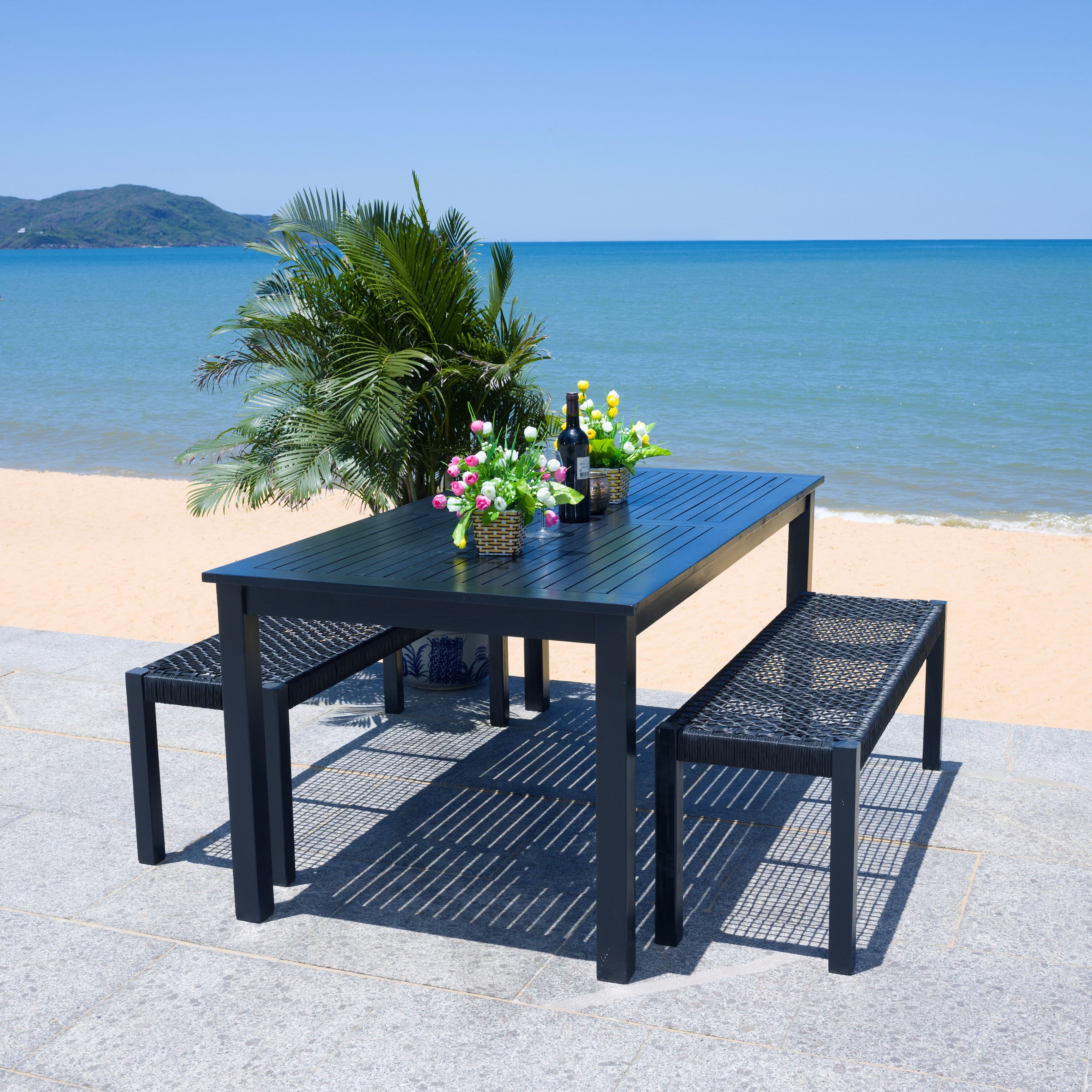 Ensemble table et 2 bancs SAFAVIEH Akmaral - 35 x 50 x 29 cm