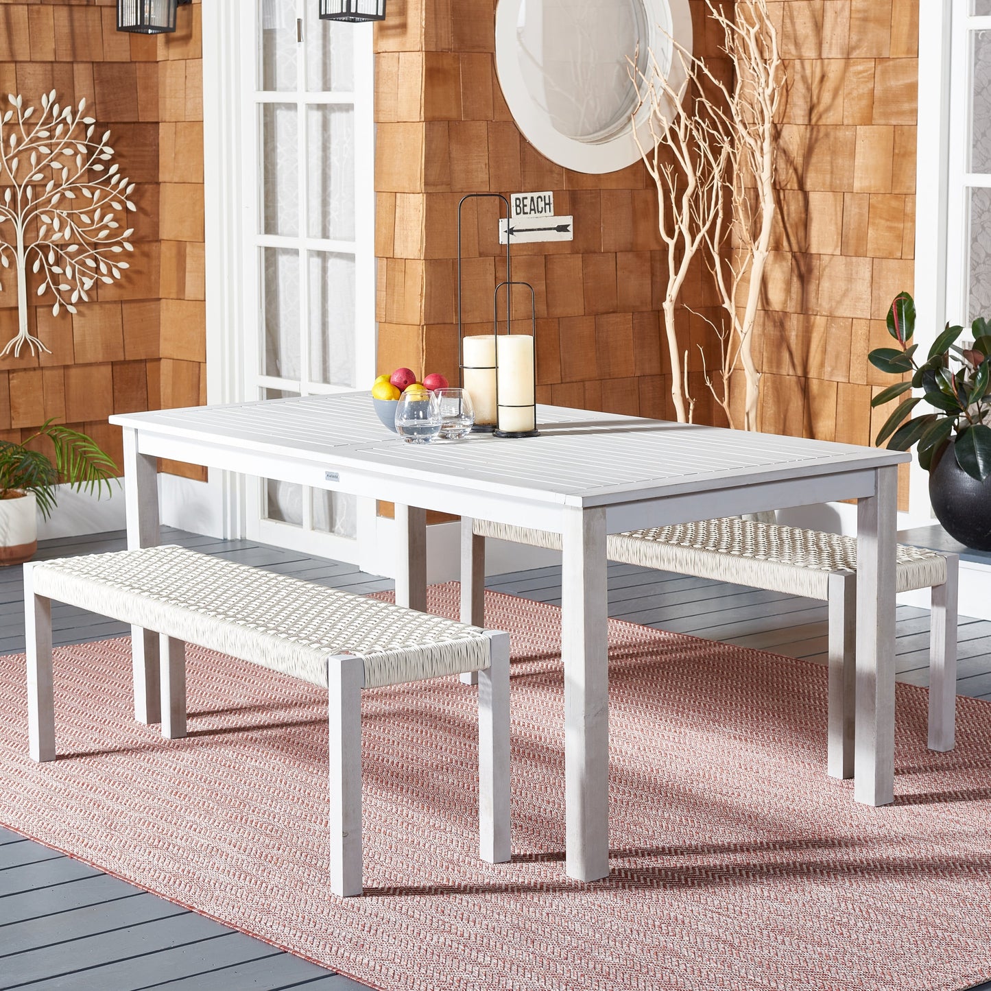Ensemble table et 2 bancs SAFAVIEH Akmaral - 35 x 50 x 29 cm