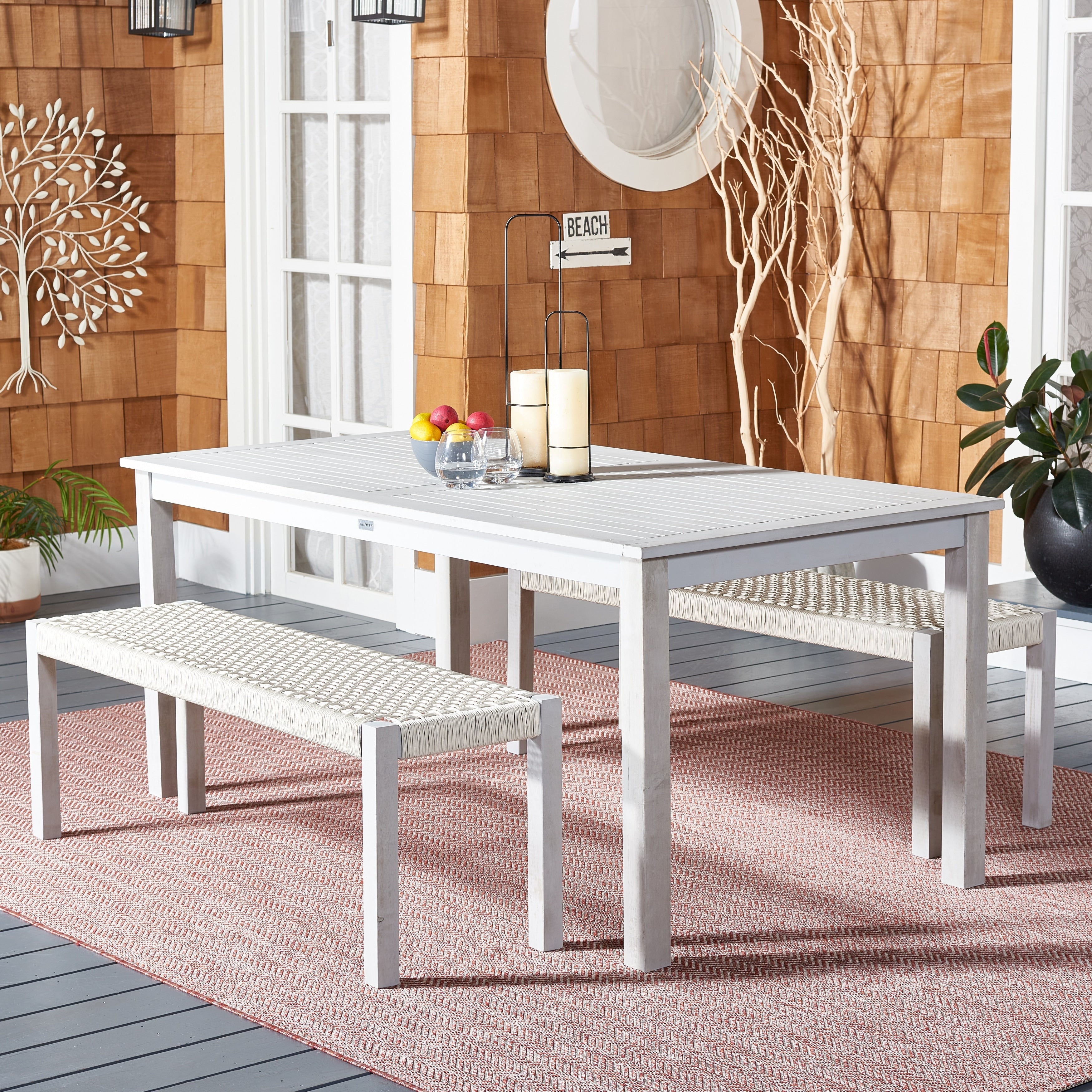 Ensemble table et 2 bancs SAFAVIEH Akmaral - 35 x 50 x 29 cm