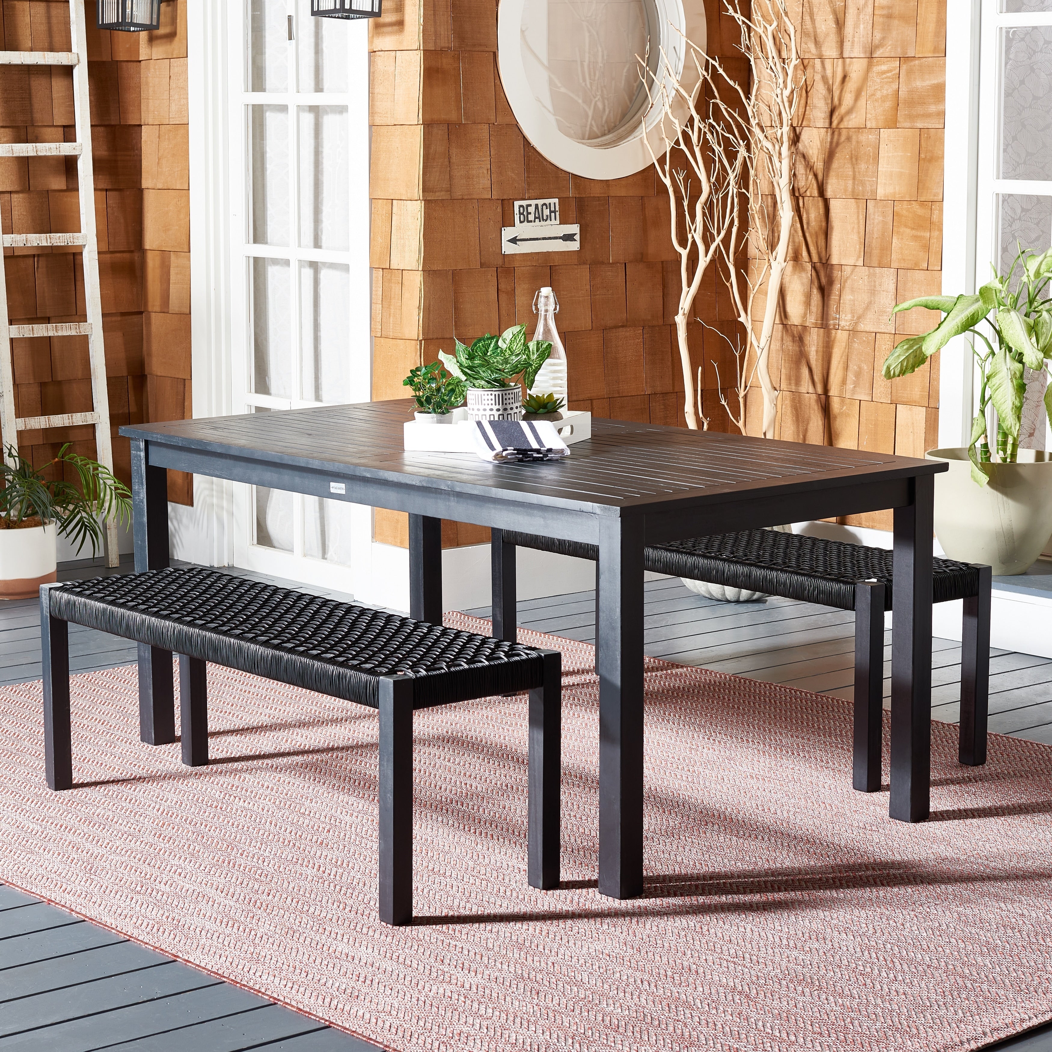 Ensemble table et 2 bancs SAFAVIEH Akmaral - 35 x 50 x 29 cm
