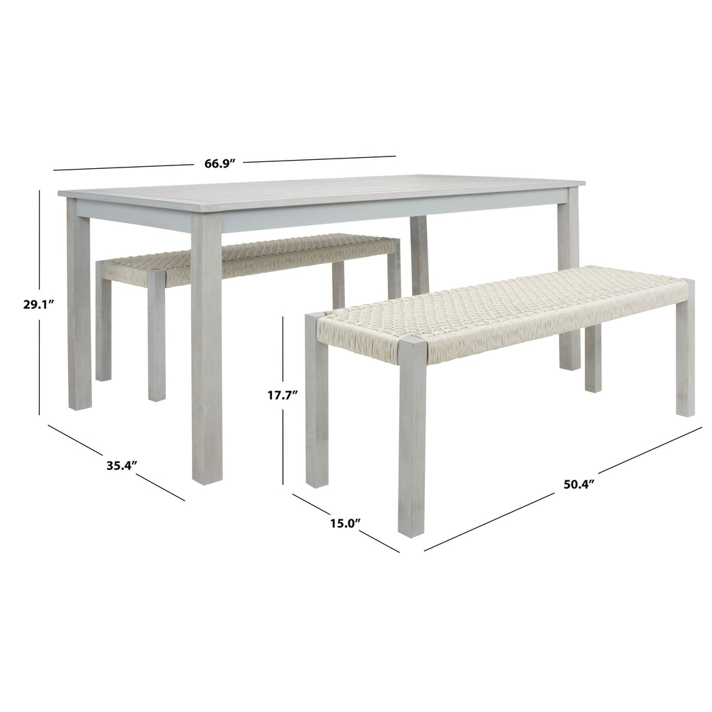 Ensemble table et 2 bancs SAFAVIEH Akmaral - 35 x 50 x 29 cm