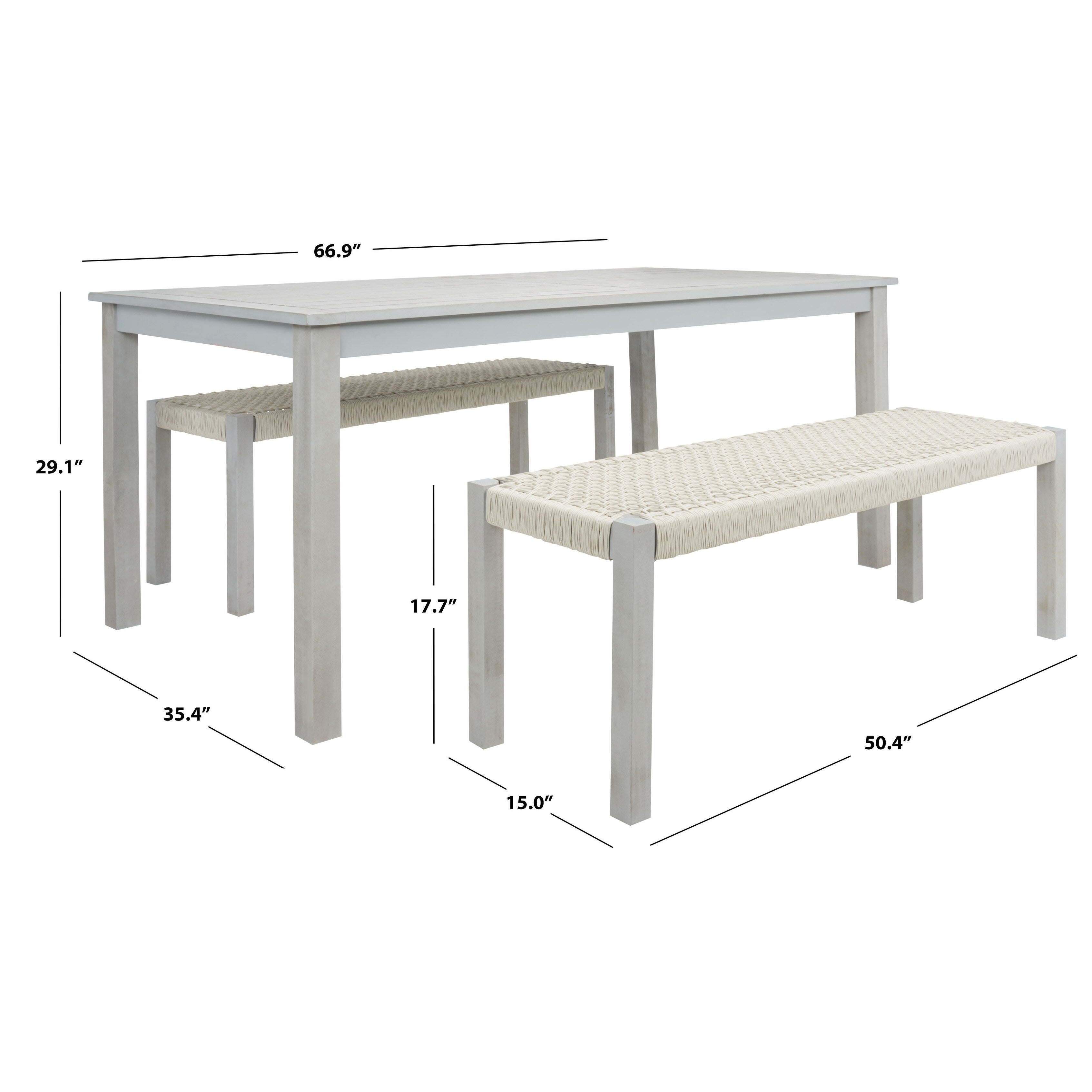 Ensemble table et 2 bancs SAFAVIEH Akmaral - 35 x 50 x 29 cm