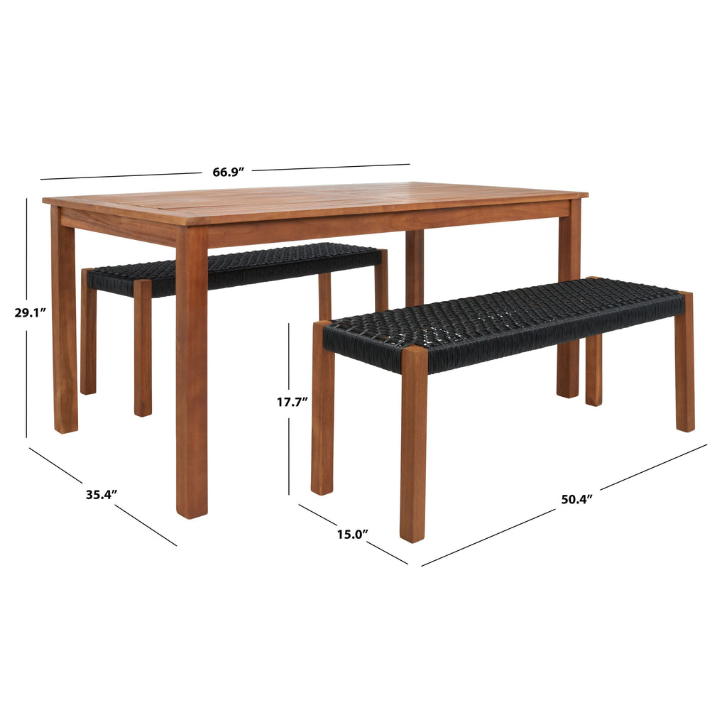 Ensemble table et 2 bancs SAFAVIEH Akmaral - 35 x 50 x 29 cm