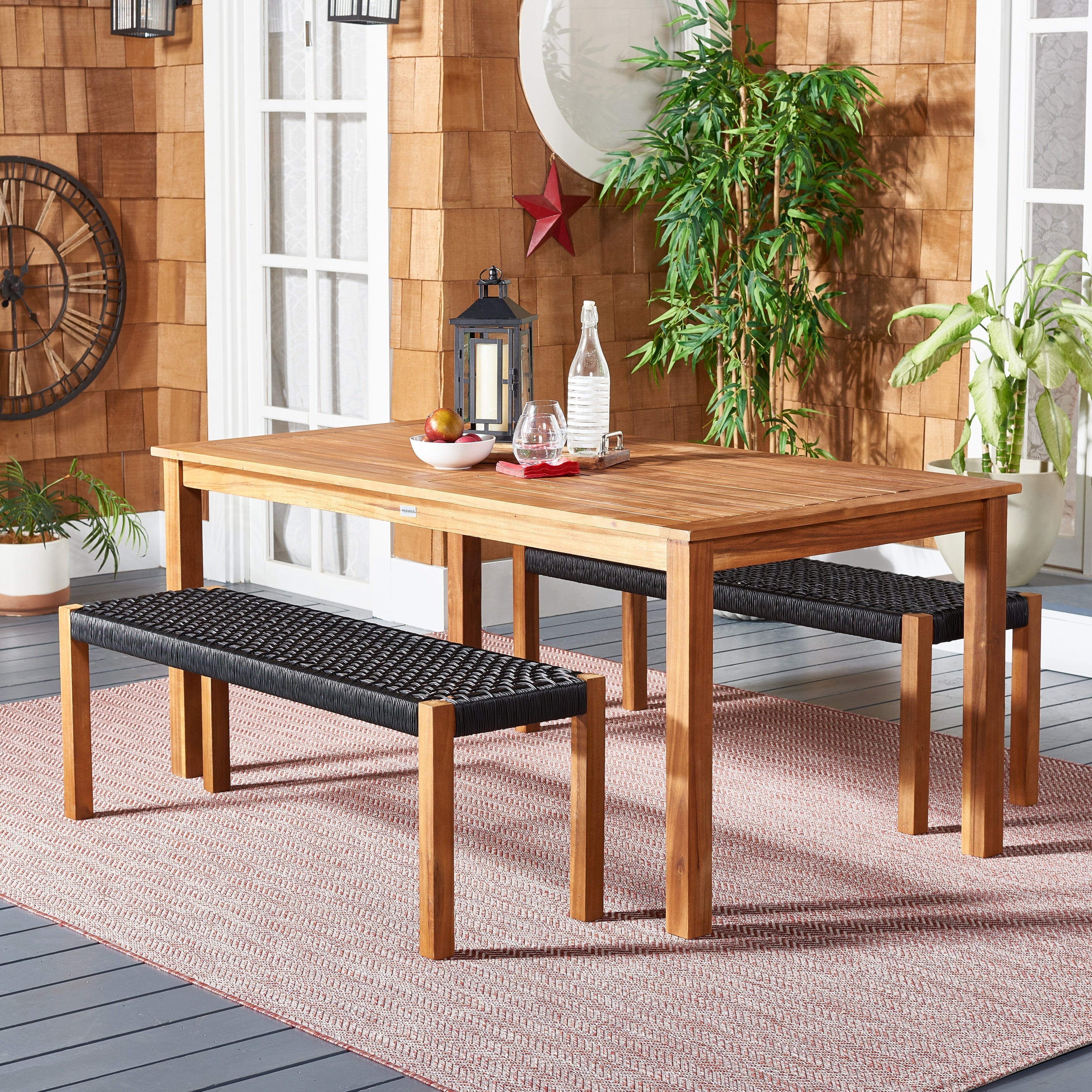 Ensemble table et 2 bancs SAFAVIEH Akmaral - 35 x 50 x 29 cm