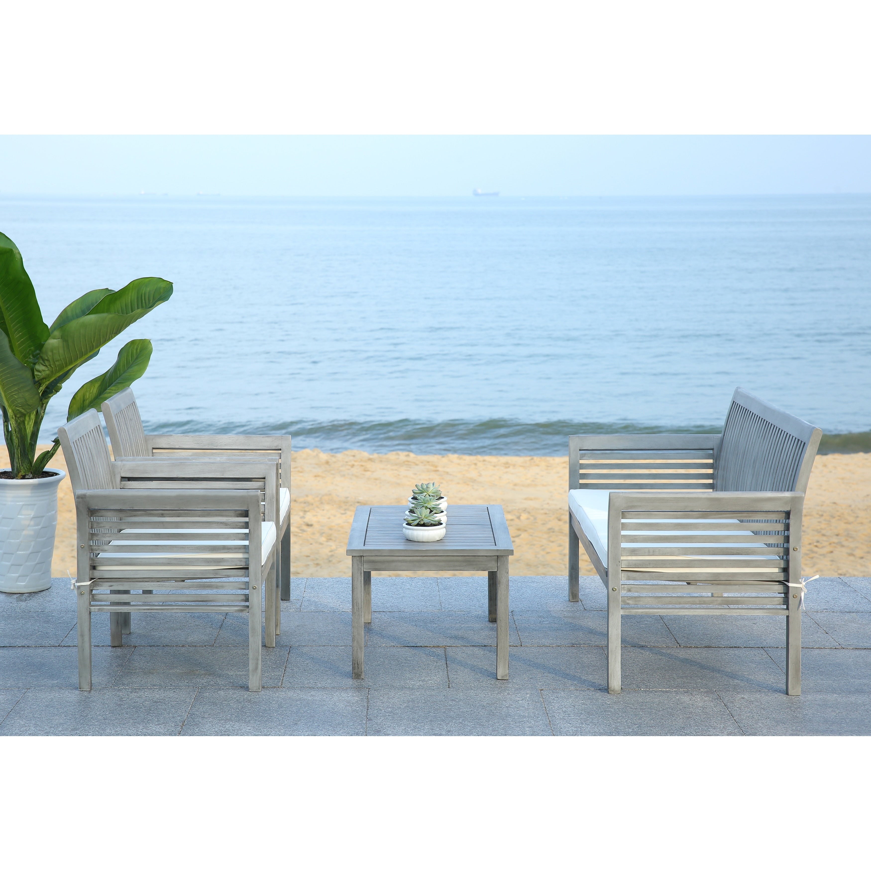 Ensemble de jardin 4 pièces en bois d'acacia massif SAFAVIEH Carson - 50 l x 24 p x 30 h