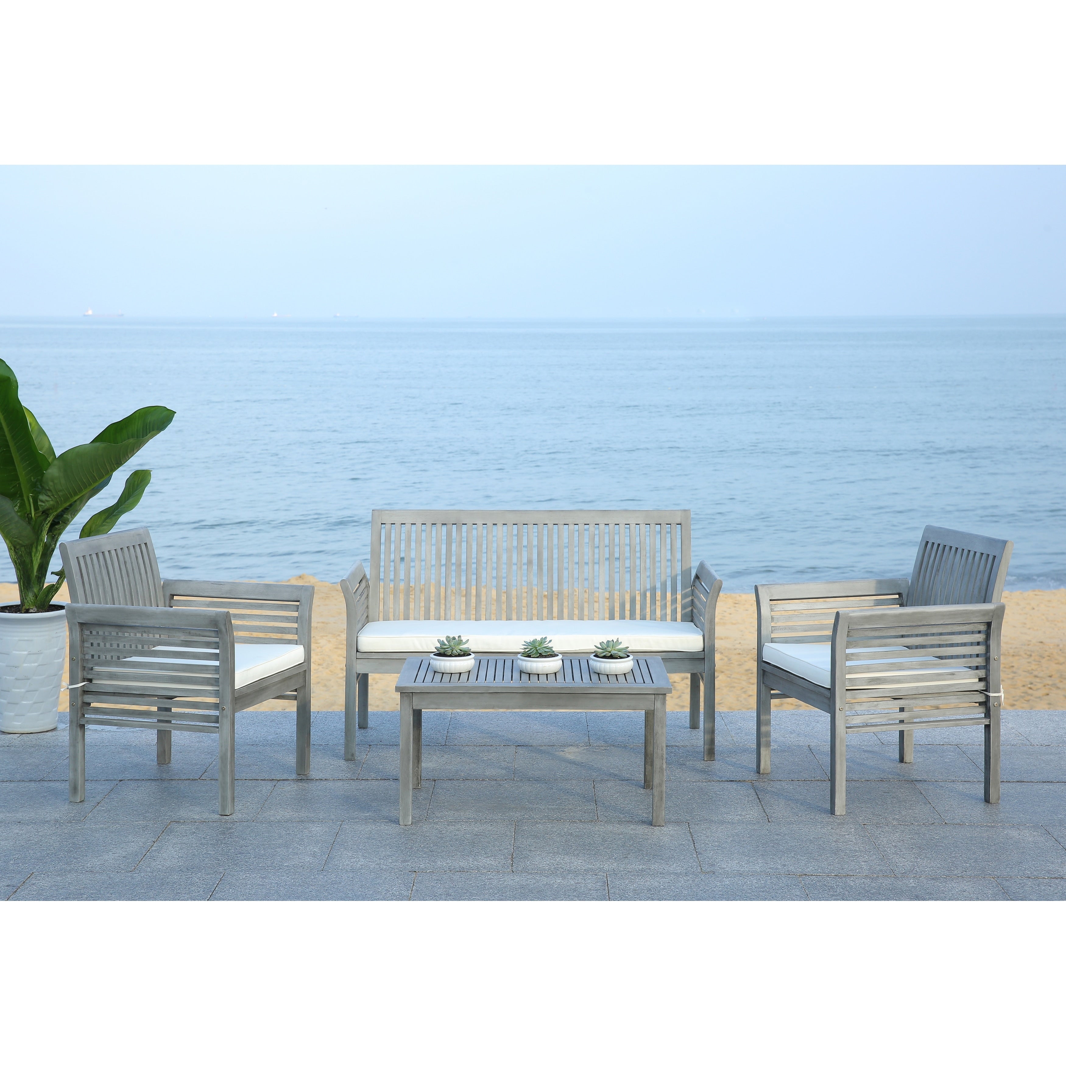 Ensemble de jardin 4 pièces en bois d'acacia massif SAFAVIEH Carson - 50 l x 24 p x 30 h