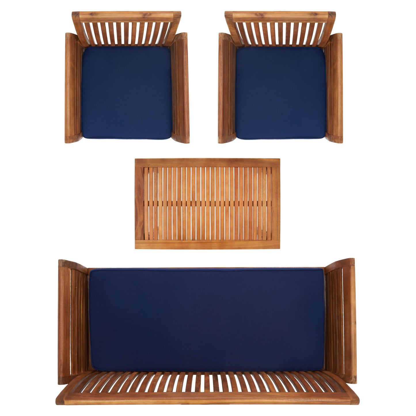 Ensemble de jardin 4 pièces en bois d'acacia massif SAFAVIEH Carson - 50 l x 24 p x 30 h