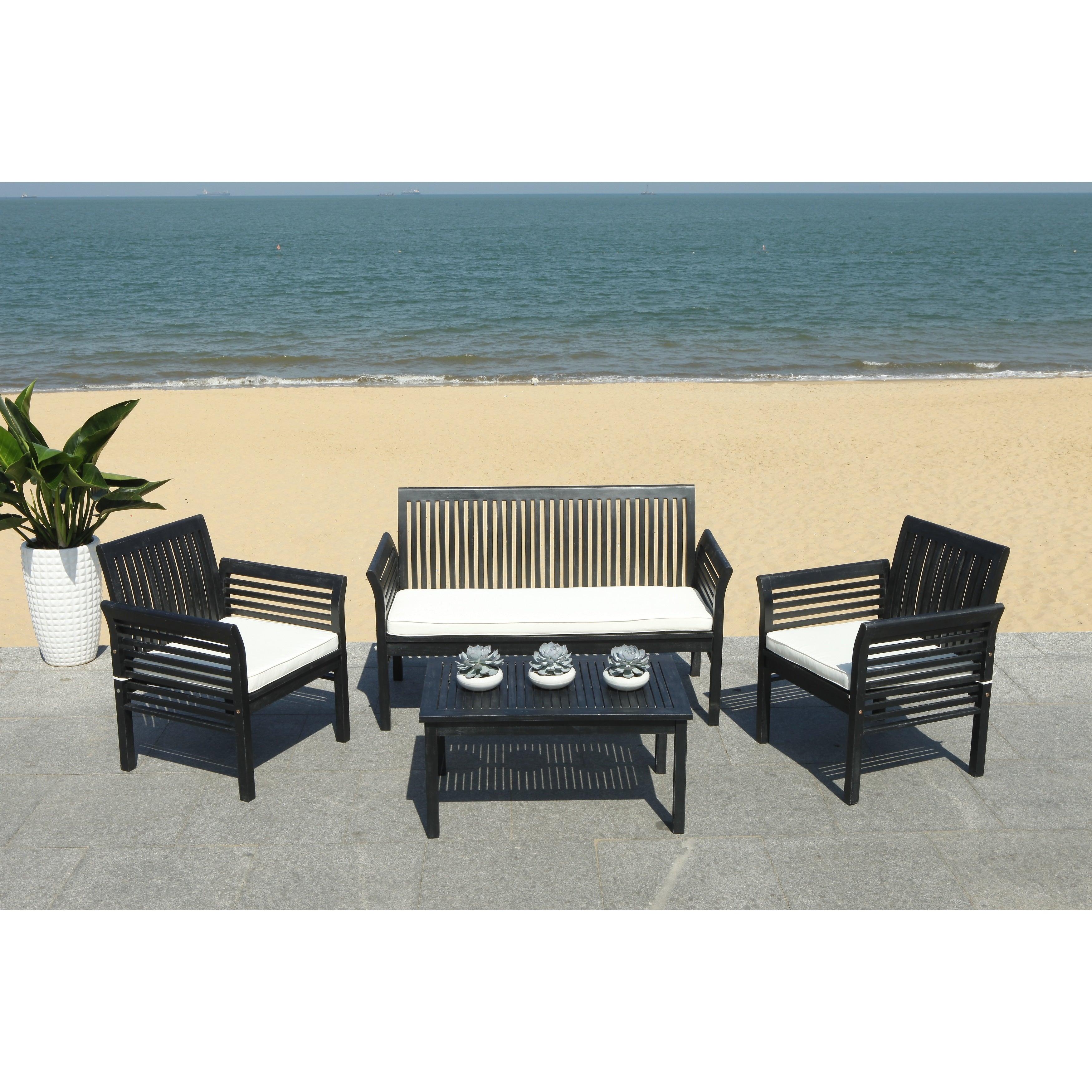 Ensemble de jardin 4 pièces en bois d'acacia massif SAFAVIEH Carson - 50 l x 24 p x 30 h