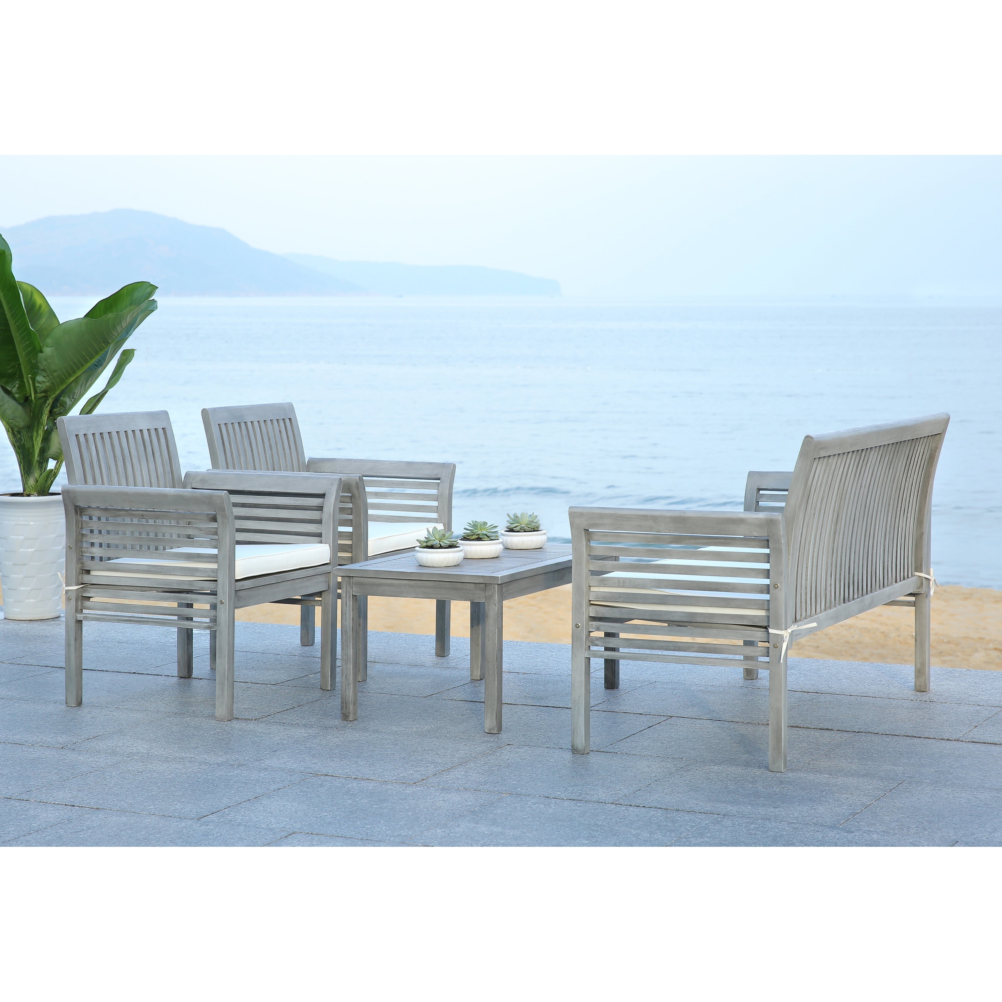 Ensemble de jardin 4 pièces en bois d'acacia massif SAFAVIEH Carson - 50 l x 24 p x 30 h
