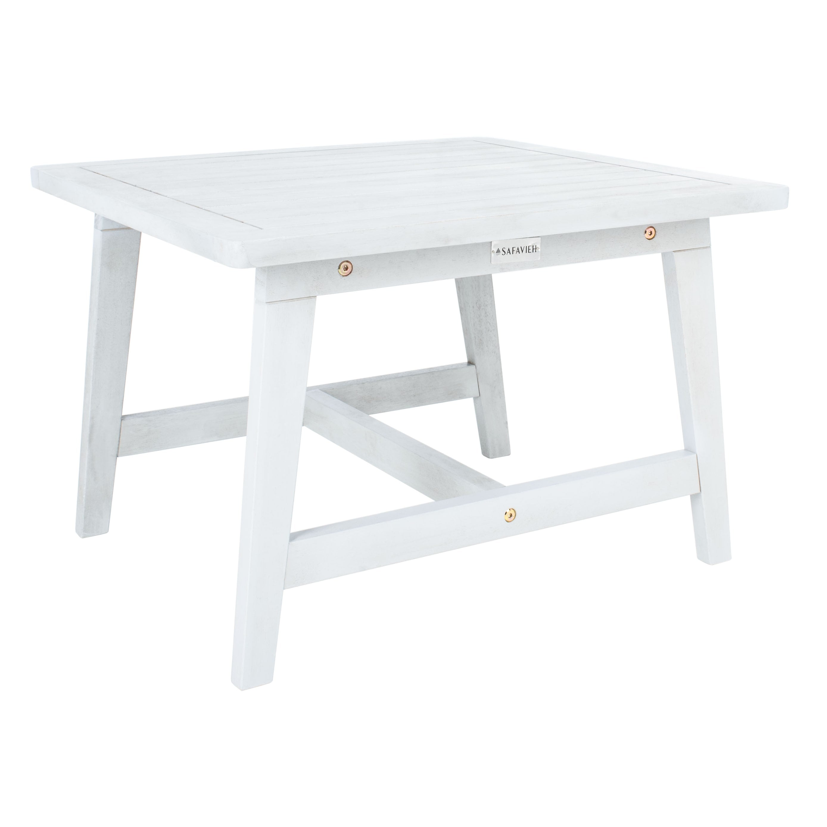 SAFAVIEH Chantelle Ensemble de 2 chaises longues et tabourets en bois massif pour l'extérieur (table d'appoint incluse) - 26 L x 35 P x 33 H