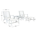 SAFAVIEH Chantelle Ensemble de 2 chaises longues et tabourets en bois massif pour l'extérieur (table d'appoint incluse) - 26 L x 35 P x 33 H
