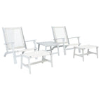 SAFAVIEH Chantelle Ensemble de 2 chaises longues et tabourets en bois massif pour l'extérieur (table d'appoint incluse) - 26 L x 35 P x 33 H