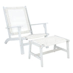 SAFAVIEH Chantelle Ensemble de 2 chaises longues et tabourets en bois massif pour l'extérieur (table d'appoint incluse) - 26 L x 35 P x 33 H