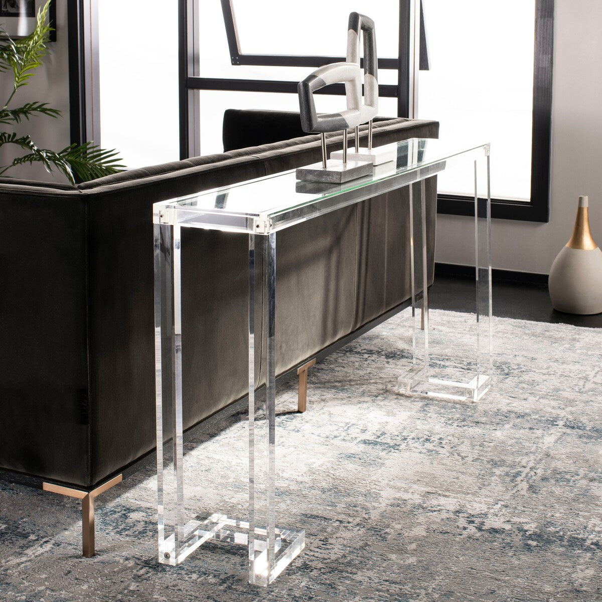 Console Safavieh Couture Camryn en acrylique transparent (60 l x 10 l x 30 h)