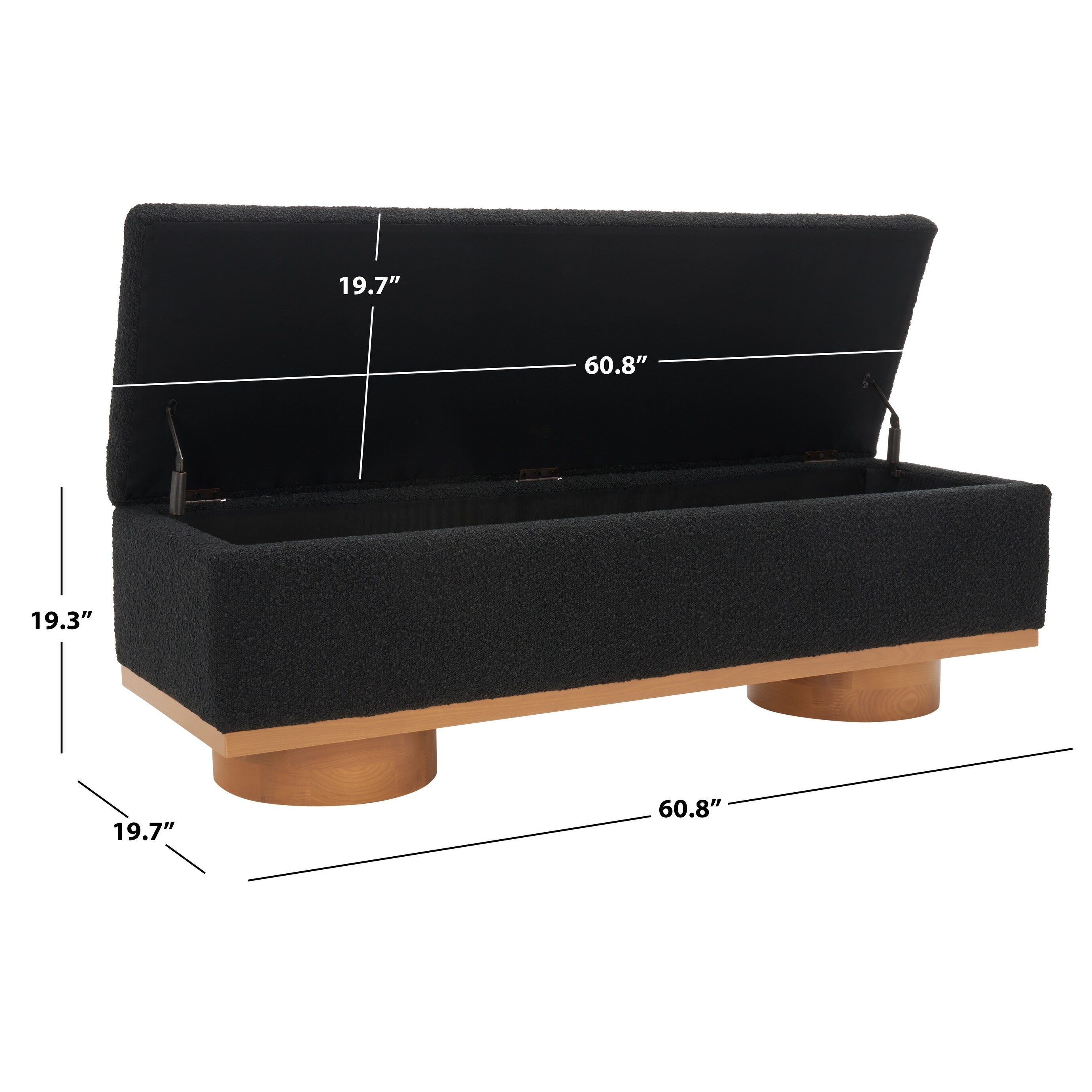 Banc de rangement SAFAVIEH Couture Sunneva Boucle - 61 po L x 20 po P x 19 po H - 61 L x 20 P x 19 H