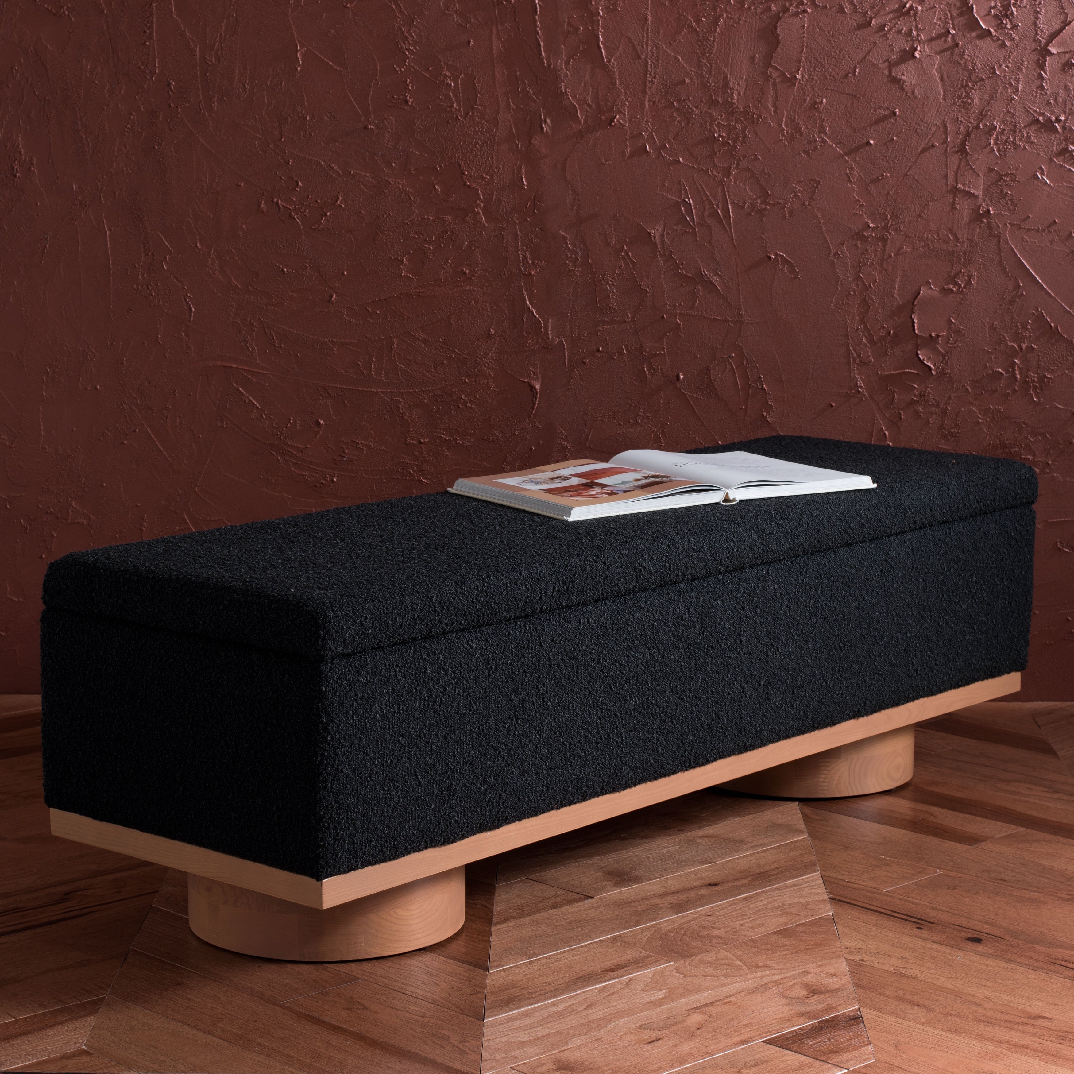 Banc de rangement SAFAVIEH Couture Sunneva Boucle - 61 po L x 20 po P x 19 po H - 61 L x 20 P x 19 H