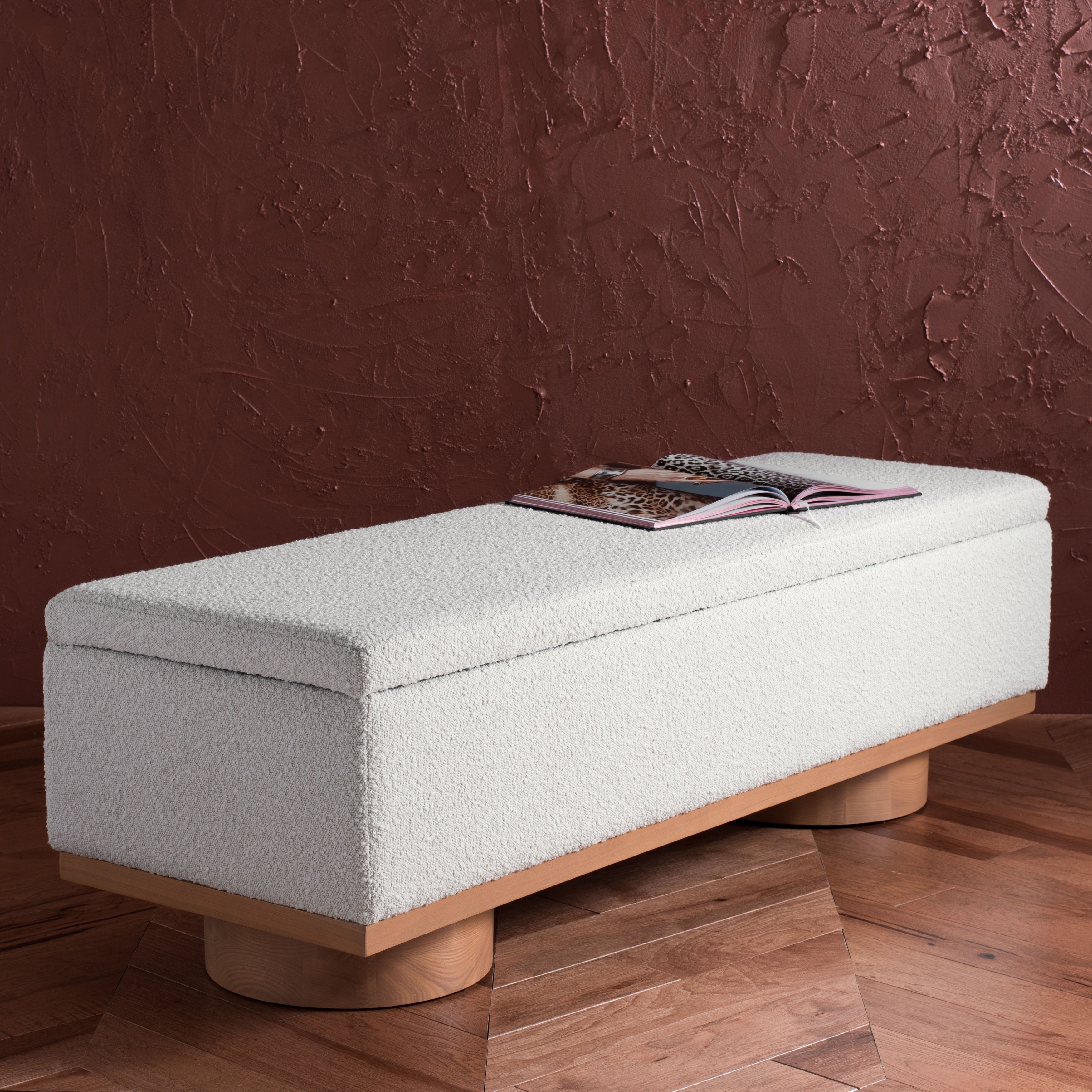 Banc de rangement SAFAVIEH Couture Sunneva Boucle - 61 po L x 20 po P x 19 po H - 61 L x 20 P x 19 H
