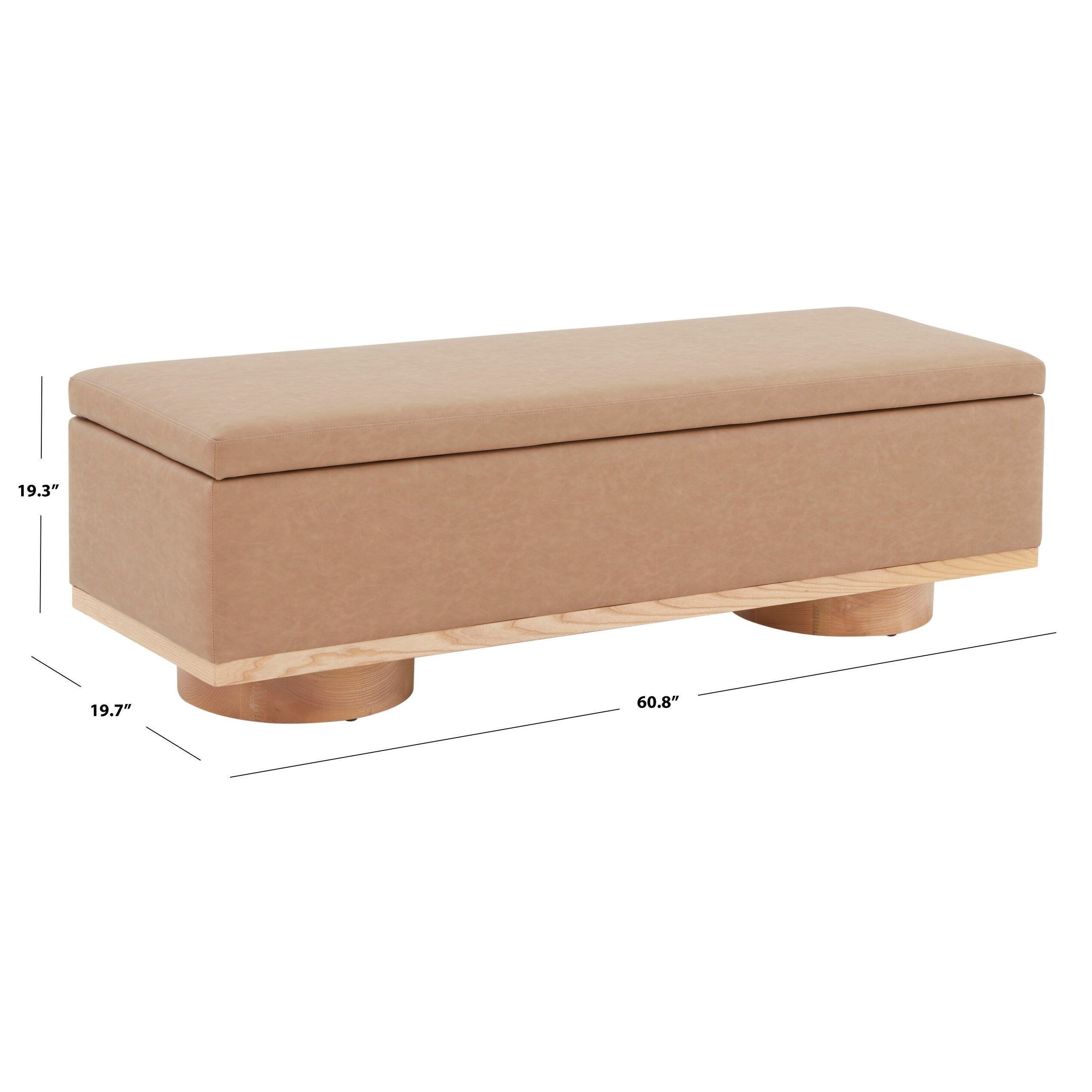 Banc de rangement SAFAVIEH Couture Sunneva Boucle - 61 po L x 20 po P x 19 po H - 61 L x 20 P x 19 H