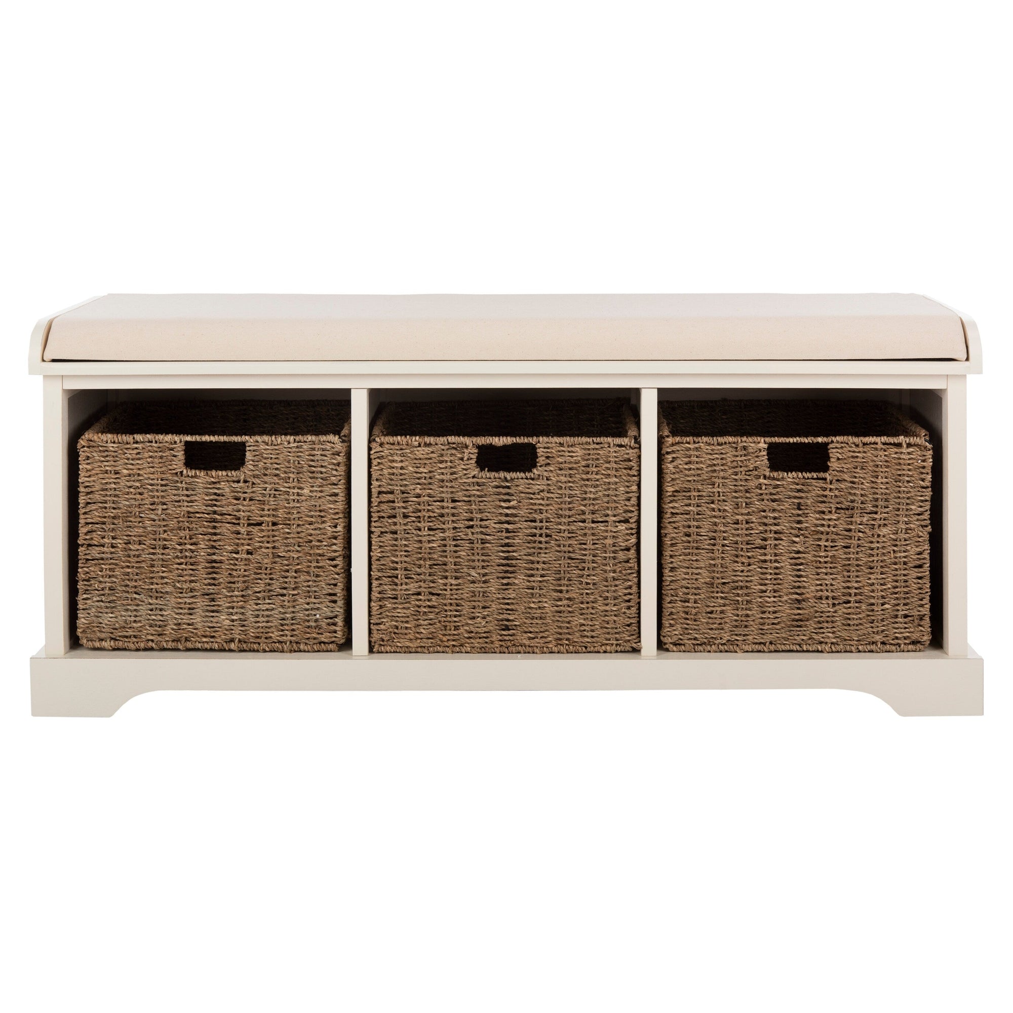 Banc de rangement SAFAVIEH Eola gris/blanc - 47 x 16,1 x 19,9 - 47 l x 16 P x 20 H