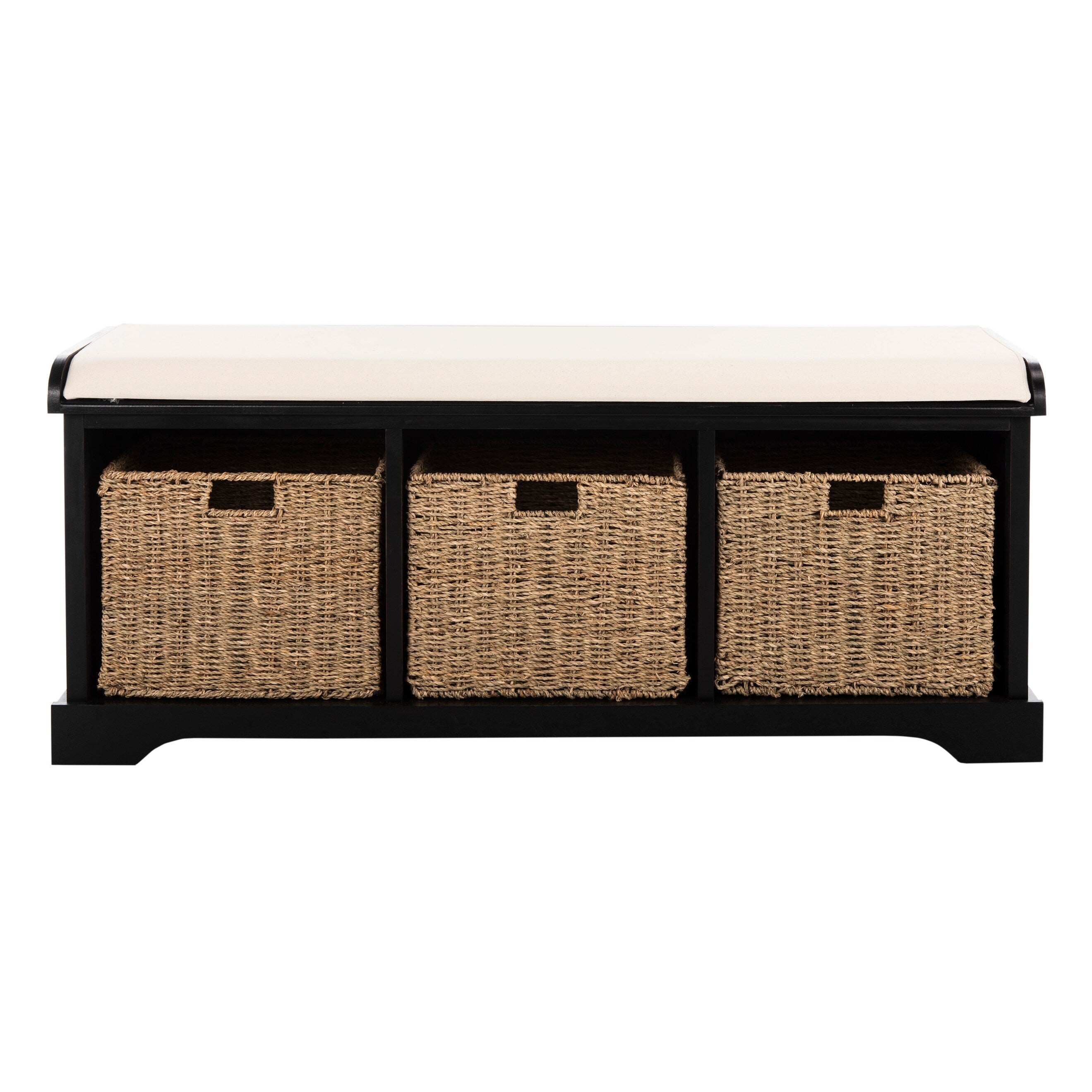 Banc de rangement SAFAVIEH Eola gris/blanc - 47 x 16,1 x 19,9 - 47 l x 16 P x 20 H