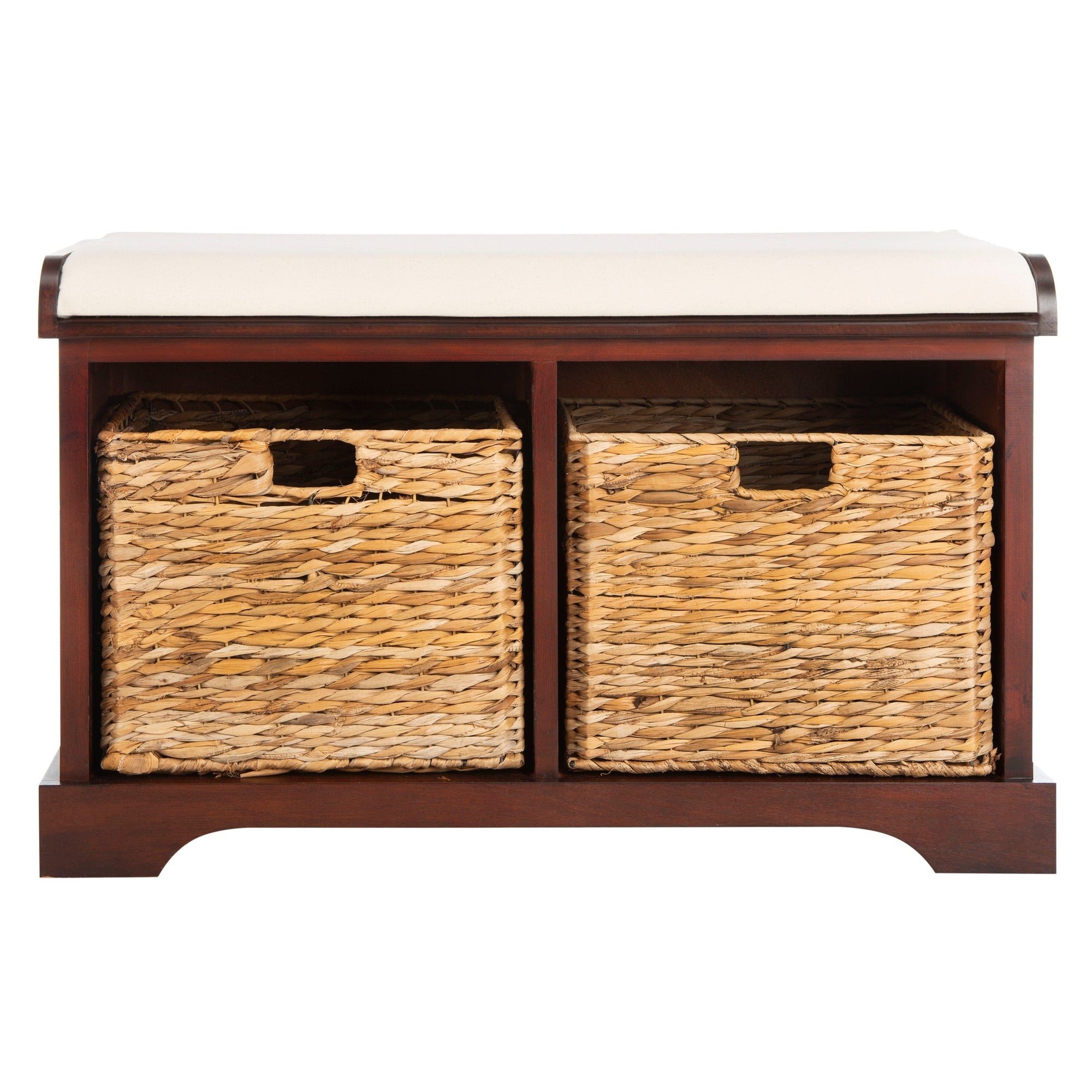 SAFAVIEH Euphemia Brown Woven Storage Basket Bench - 33.5 x 16.1 x 19.9 - 34Wx16Dx20H