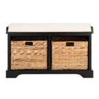 Banc de rangement tressé Euphemia marron SAFAVIEH - 33,5 x 16,1 x 19,9 - 34 L x 16 P x 20 H