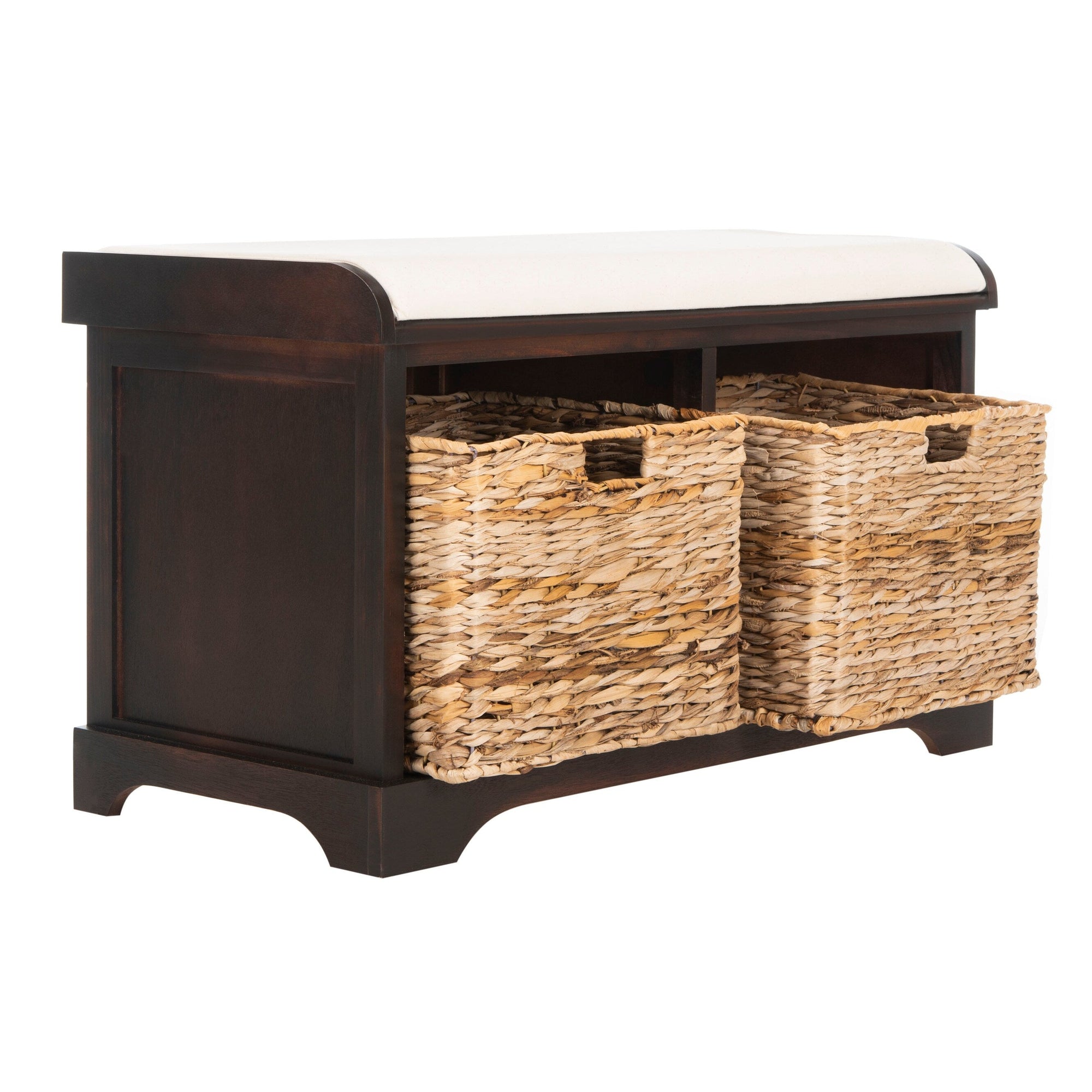 SAFAVIEH Euphemia Brown Woven Storage Basket Bench - 33.5 x 16.1 x 19.9 - 34Wx16Dx20H