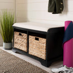 Banc de rangement tressé Euphemia marron SAFAVIEH - 33,5 x 16,1 x 19,9 - 34 L x 16 P x 20 H