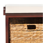 Banc de rangement tressé Euphemia marron SAFAVIEH - 33,5 x 16,1 x 19,9 - 34 L x 16 P x 20 H