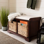 Banc de rangement tressé Euphemia marron SAFAVIEH - 33,5 x 16,1 x 19,9 - 34 L x 16 P x 20 H
