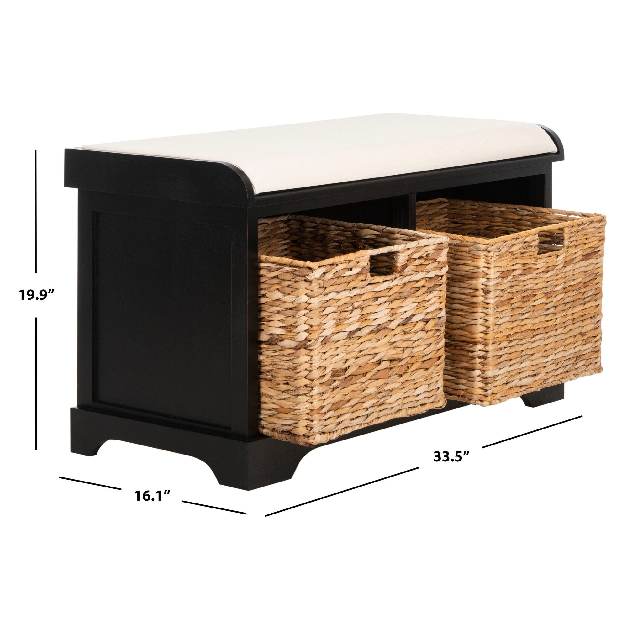 SAFAVIEH Euphemia Brown Woven Storage Basket Bench - 33.5 x 16.1 x 19.9 - 34Wx16Dx20H