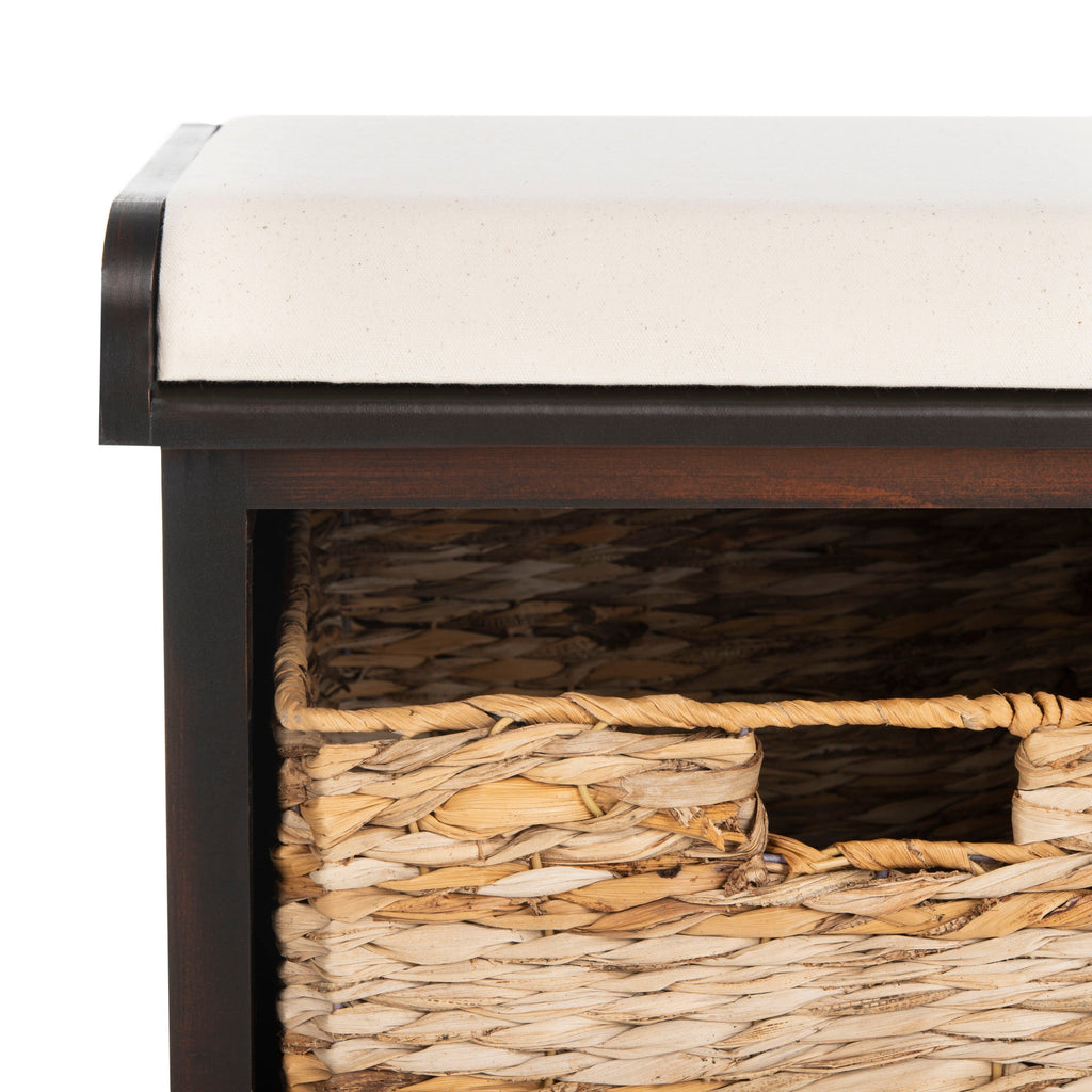 Banc de rangement tressé Euphemia marron SAFAVIEH - 33,5 x 16,1 x 19,9 - 34 L x 16 P x 20 H