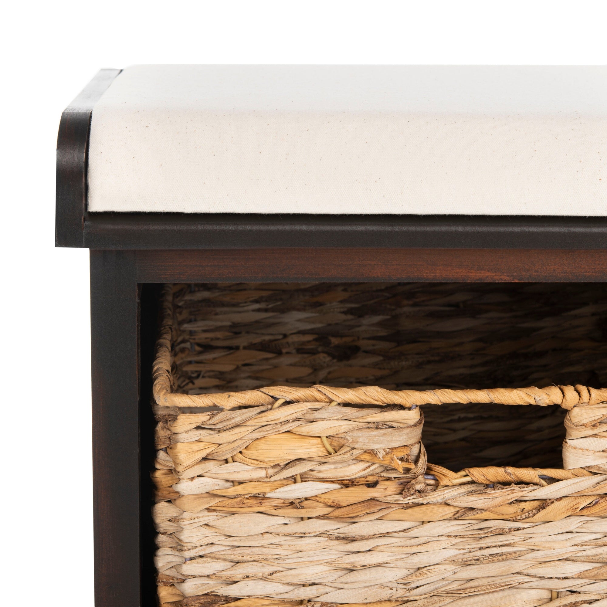 SAFAVIEH Euphemia Brown Woven Storage Basket Bench - 33.5 x 16.1 x 19.9 - 34Wx16Dx20H