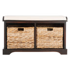 Banc de rangement tressé Euphemia marron SAFAVIEH - 33,5 x 16,1 x 19,9 - 34 L x 16 P x 20 H