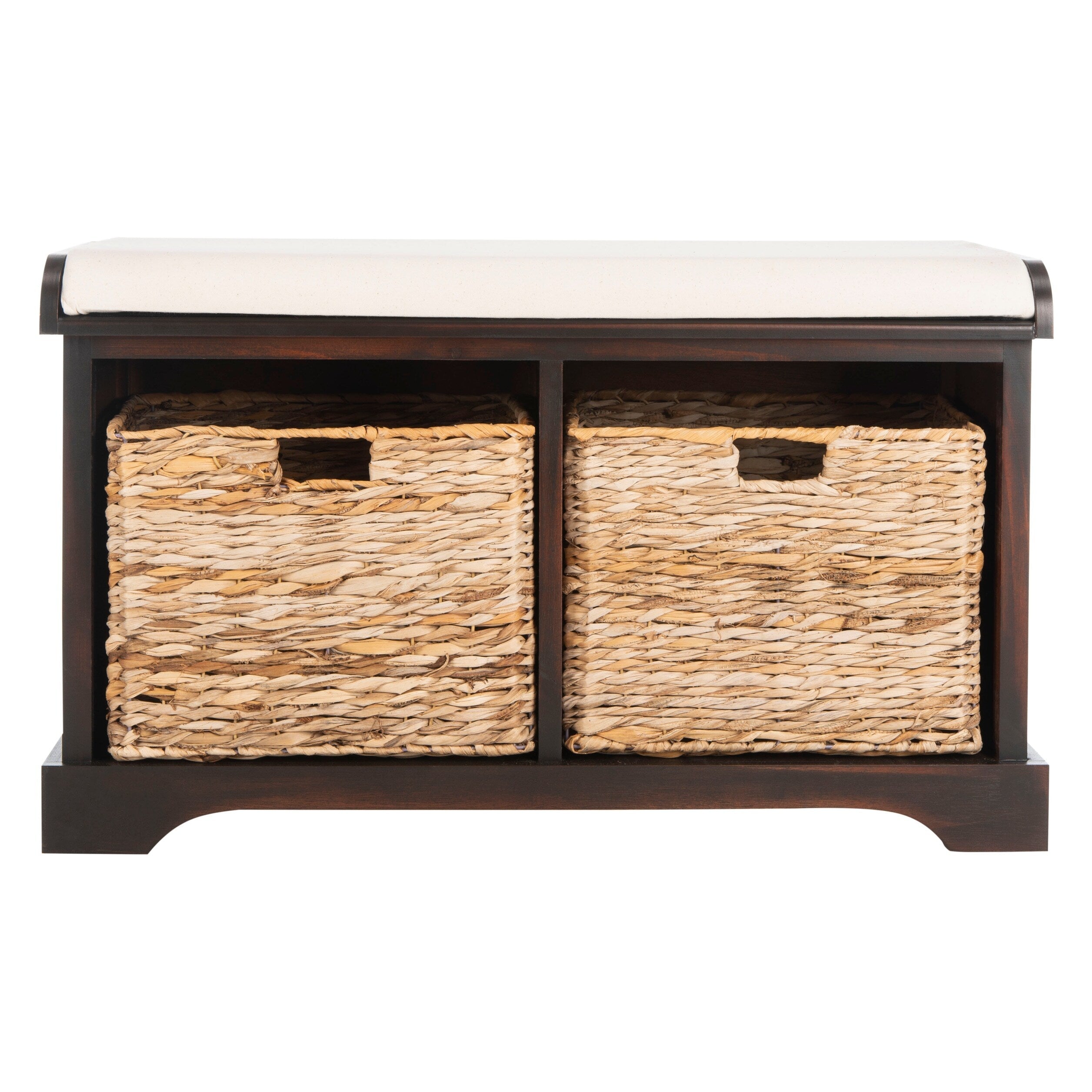 Banc de rangement tressé Euphemia marron SAFAVIEH - 33,5 x 16,1 x 19,9 - 34 L x 16 P x 20 H