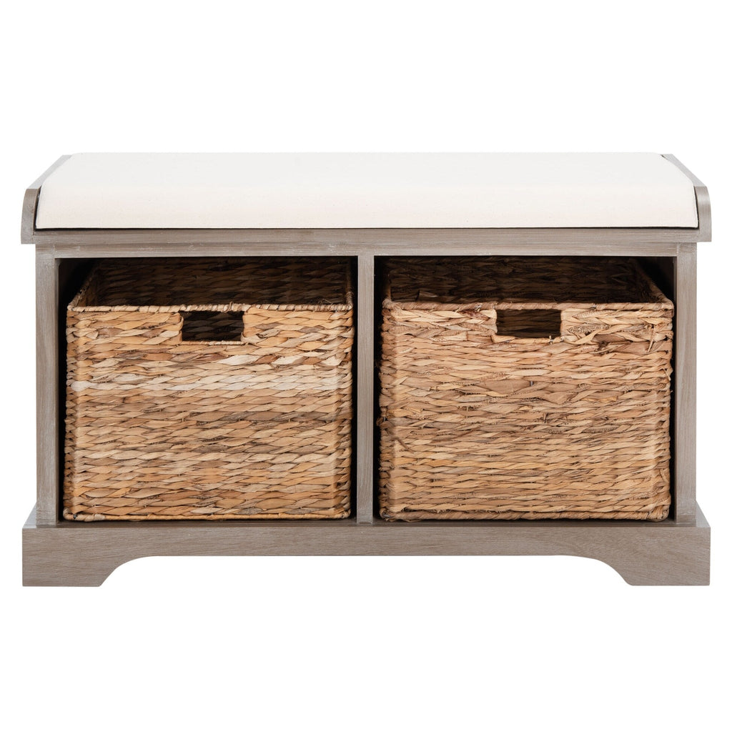 Banc de rangement tressé Euphemia marron SAFAVIEH - 33,5 x 16,1 x 19,9 - 34 L x 16 P x 20 H