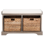 Banc de rangement tressé Euphemia marron SAFAVIEH - 33,5 x 16,1 x 19,9 - 34 L x 16 P x 20 H