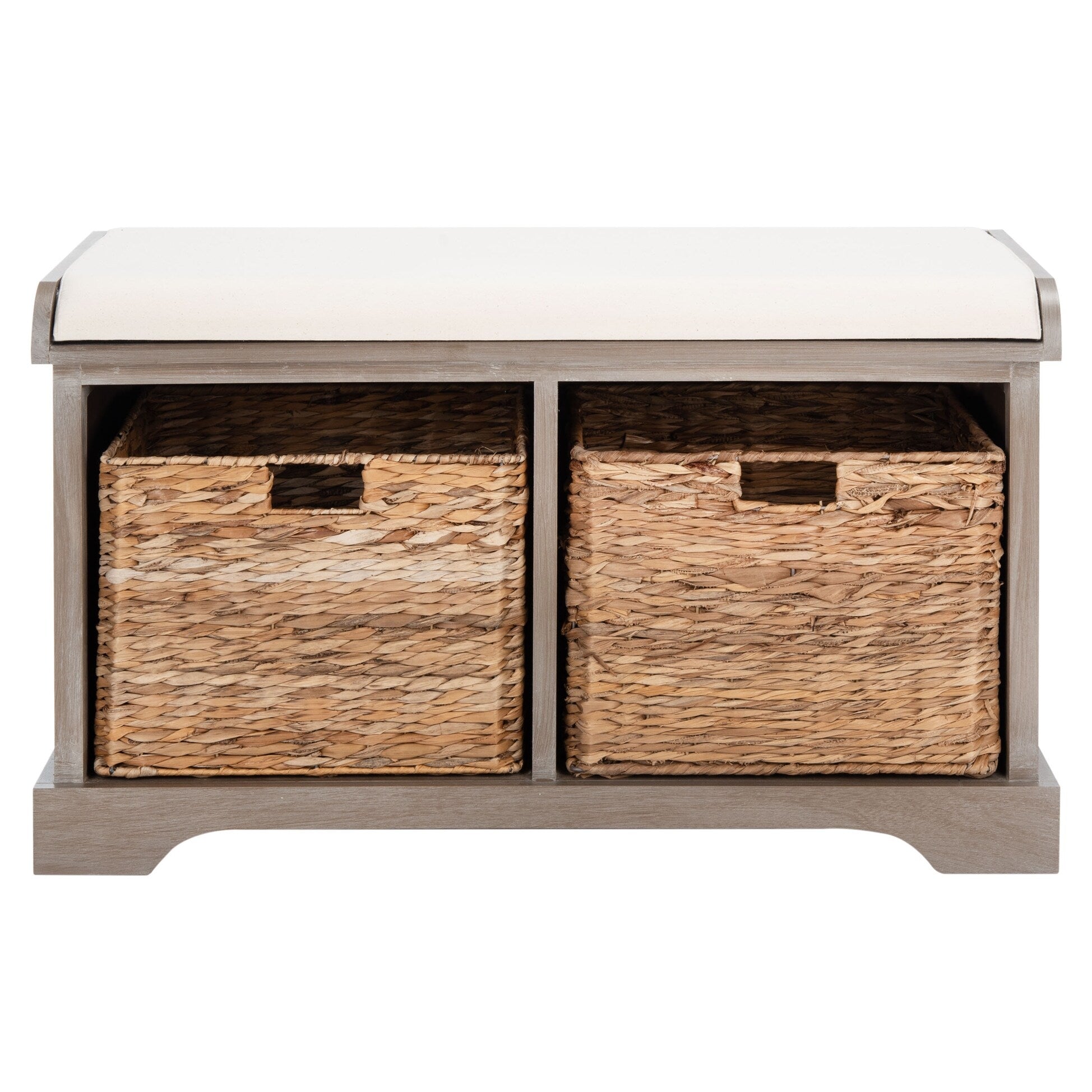 SAFAVIEH Euphemia Brown Woven Storage Basket Bench - 33.5 x 16.1 x 19.9 - 34Wx16Dx20H