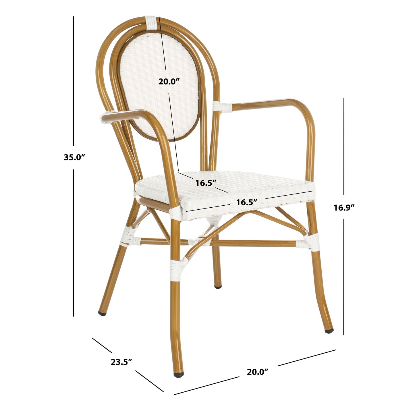Chaises empilables Felicity French Bistro de SAFAVIEH (lot de 2) - 20 L x 35 P x 24 H