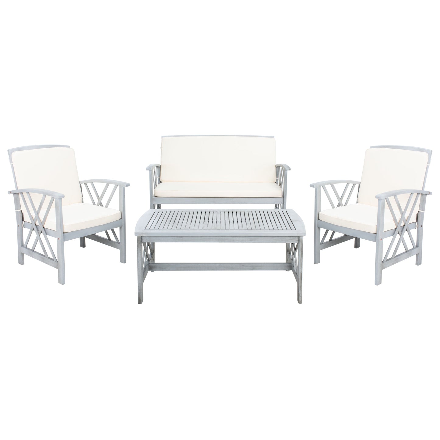 Ensemble de jardin 4 pièces en bois d'acacia massif SAFAVIEH Fontana - 47 L x 26 P x 33 H